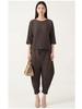 Miyake Women's High-End Flattering T-shirt & Irregular Harem Pants Two-Piece Set