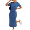 Spring and summer, new European and American, split design women's fashion striped jumpsuit