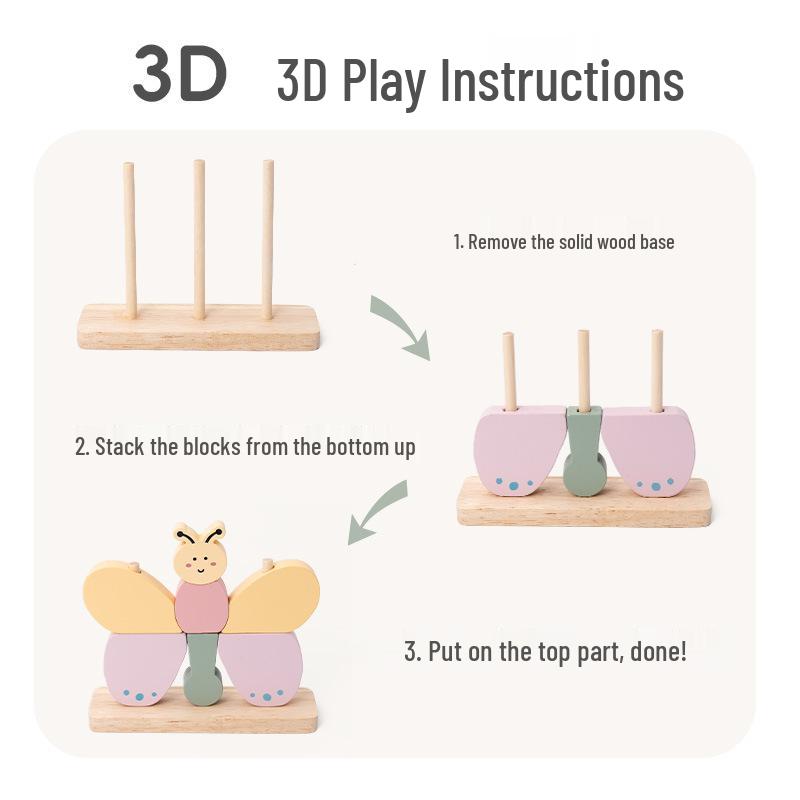 3D Wooden Animal Puzzle Building Blocks - Educational Brain-Training Toy