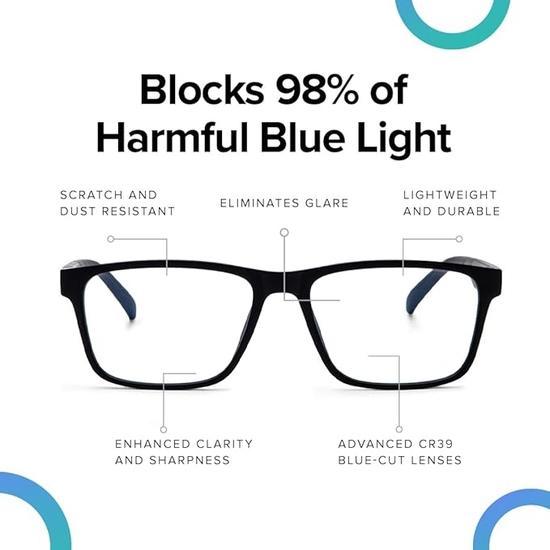 Intellilens Computer Glasses for Eye Protection | Reading Glasses for Men | Blue Light Blocking Glasses Spectacle | UV Protection Glasses | For Unisex