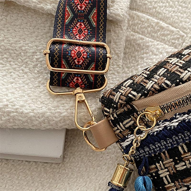 Weave Crossbody Bags Female Tassel Waist Bag Retro Leather Shoulder Packs