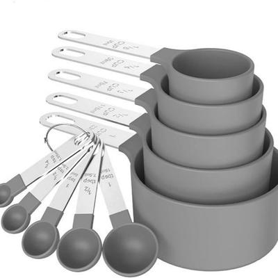 Ensemble de 10 cuillères à mesurer en plastique empilables multi-usages tasses à mesurer emboîtables graduées design classique