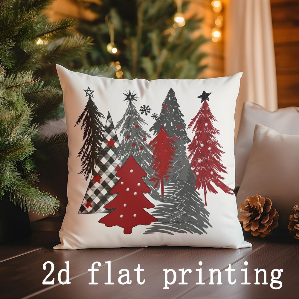 Christmas Tree Patterned Pillow Covers for Festive Look Pattern Cushion Cover Suitable for Sofa Bedroom Car Pillow Cover