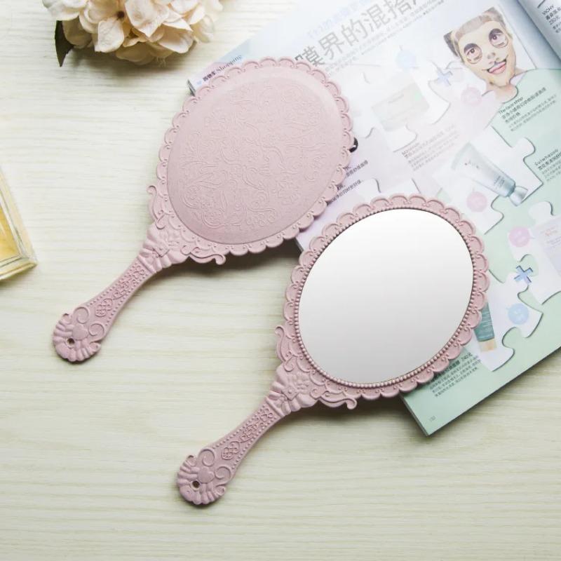 Handheld Vanity Mirror Vintage Carved Makeup Mirror Hand Mirror Pocket Mirror Makeup Vanity Cosmetic Compact Mirror for Women