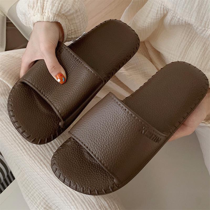 Retro Leather-Texture Summer Slippers for Men and Women - Lightweight, Cool, Casual Home Wear, In Stock