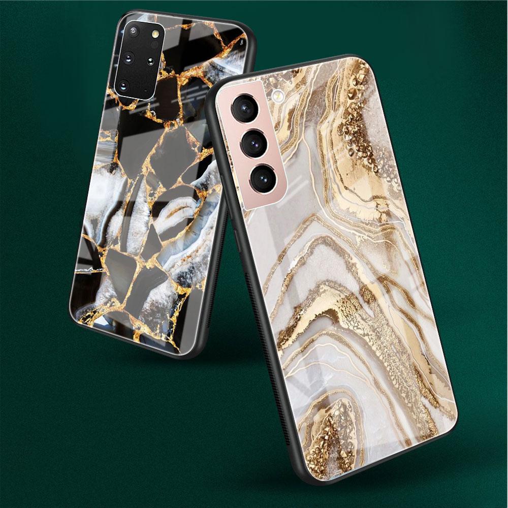 Carcasă din sticlă marmorizată pentru Samsung Galaxy S22 S20 FE S21 Plus, husă de telefon S10 5G S9 Note 20 Ultra 10 Lite