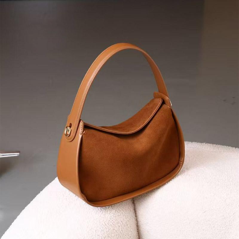 New Suede Crossbody Bag High-quality Genuine Leather Magnetic Closure Box Bag Personal Design Handbag High-end Elegant Women Bag