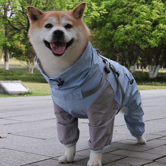 

Дощовик з капюшоном для собак, подвійний шар водонепроникного пончо, відкритий дощовик, одяг для маленьких собак середнього розміру S синій