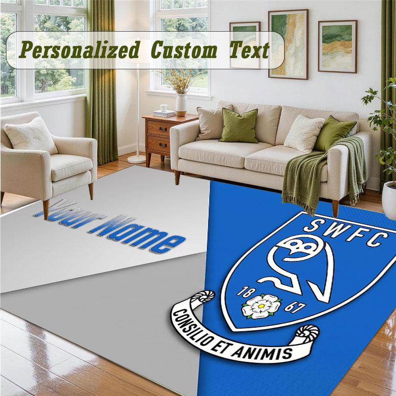 Crystal Velvet Square Rug Custom NameSheffield Wednesday FC Pattern Non Slip Home Floor Decor Rug