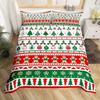 Gingerbread Man Xmas Theme Duvet Cover Christmas Comforter Cover Cartoon Snowman Christmas Tree Bedding Set Pink Quilt Cover