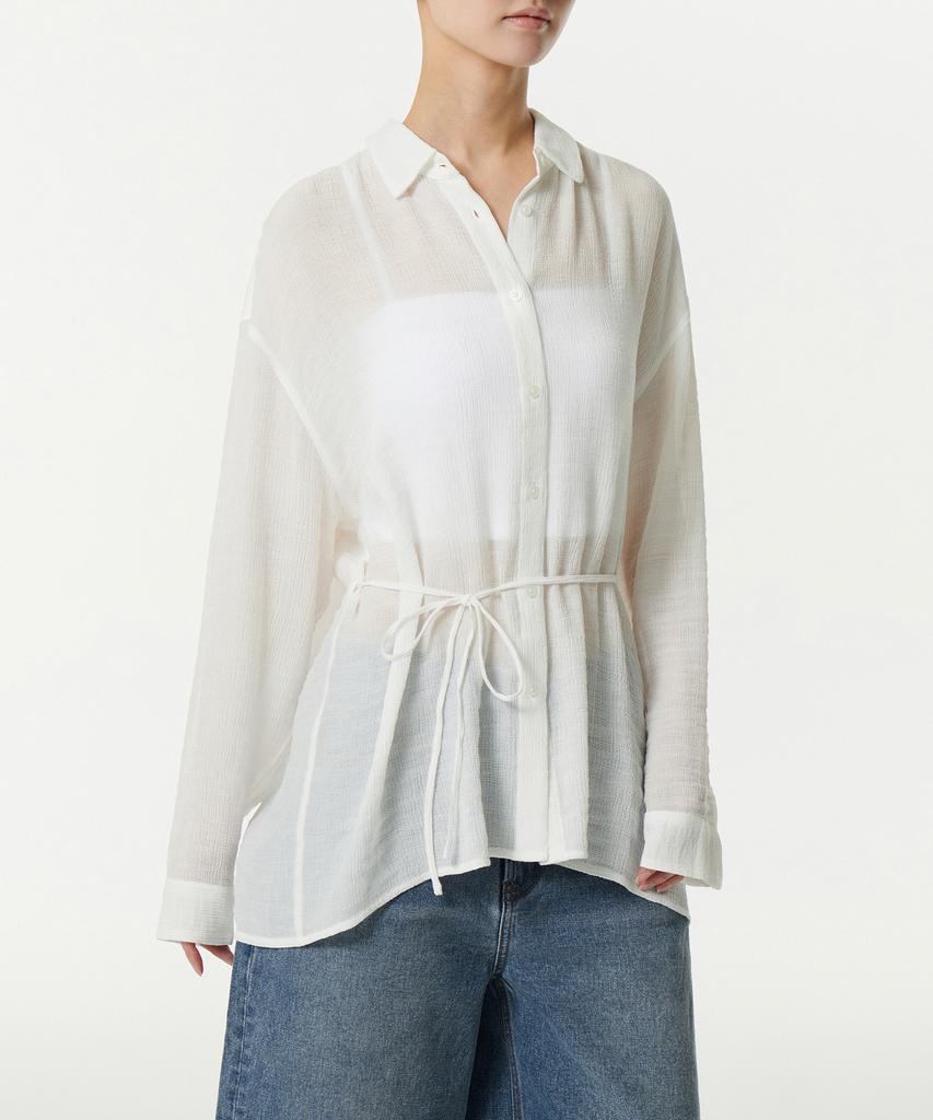 MUSINSA STANDARD WOMAN Women'S Oversized Sheer Crinkle Shirt [Ivory]