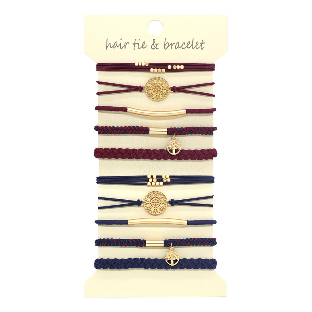 10pcs/set Fashion Bohemia Hair Rubber Bands For Women Elastic Boho Bracelet Hair Tie Girls Ponytail Holder Scrunchies For Hair