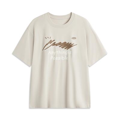 Sports Lifestyle Series Logo Letter Round Neck Comfortable Breathable Versatile Loose Short Sleeve T-Shirt Men Tops Mica-Gray AHSU669-11