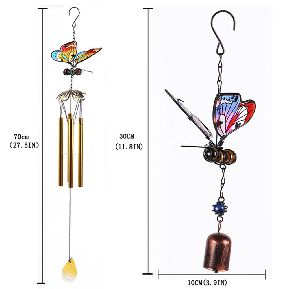 3D Butterfly Wind Chimes Iron Stained Glass Butterfly Wind Chimes with Tube Gift for Mom for Home Garden Window Yard Patio Decor