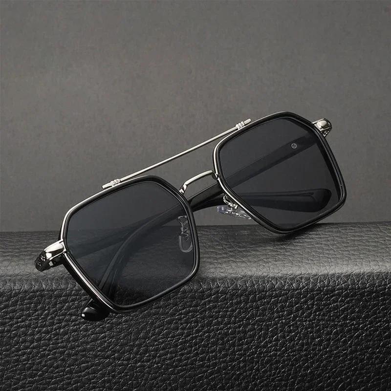 Trendy Sunglasses For Men Double Beam Driver Sun Glasses Male Fashion Vintage Eyewear Uv400 New Protection Shades