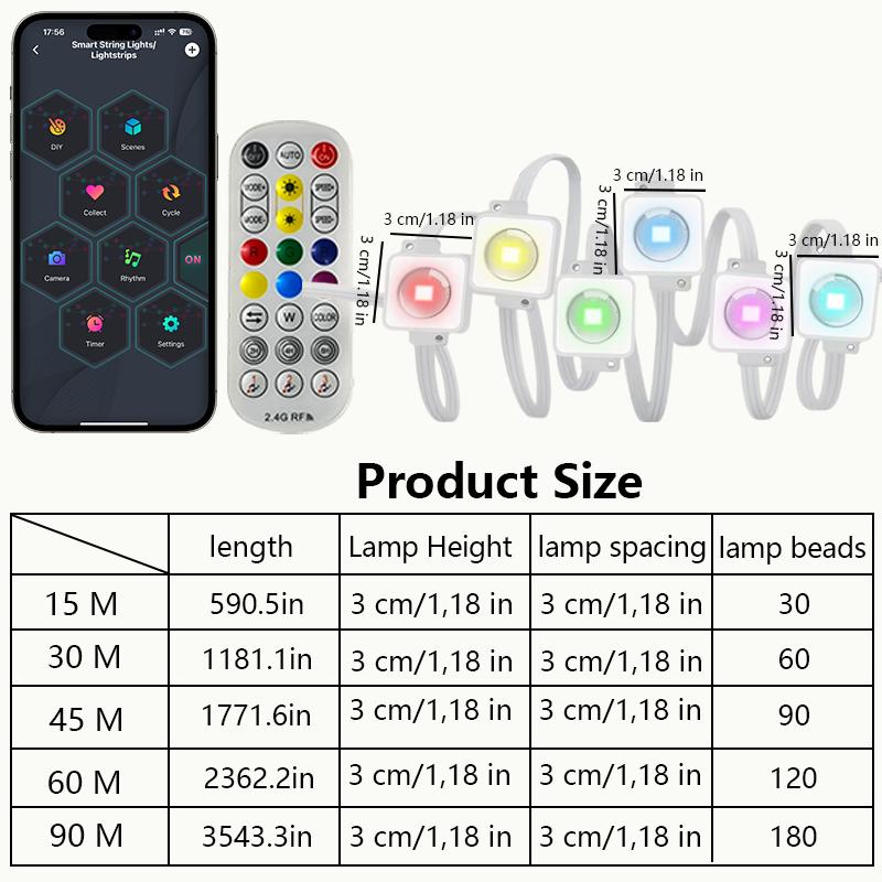 RGBIC Eave Lights Smart Permanent Outdoor Lights IP67 Waterproof LED String Lights App Control for Christmas Holiday Roof Decor