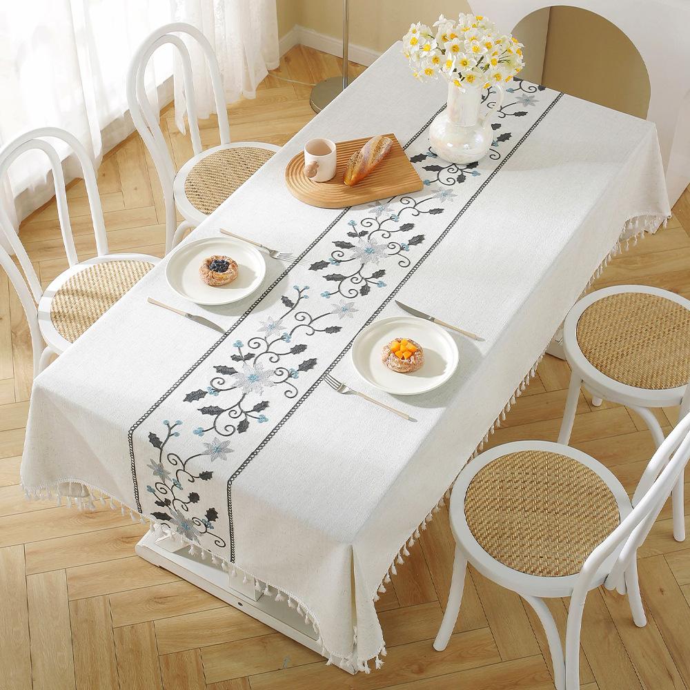 Embroidered Three-Dimensional Tablecloth Hot-Selling Table Mat Dining Table Coffee Table Tablecloth Spot Fringed Tablecloth Rectangular