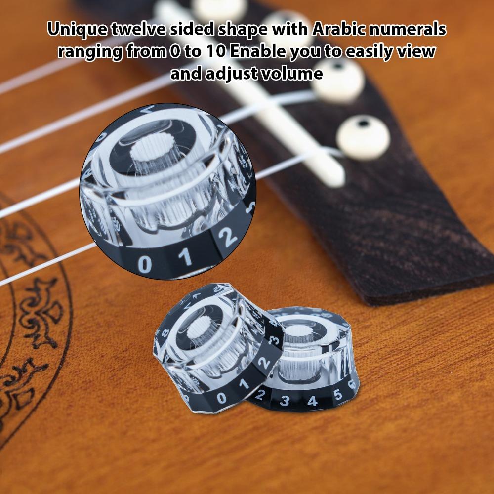 8PCS ABS Guitar Volume Knob Transparent-Black Guitar Parts Accessories For Electric Guitar
