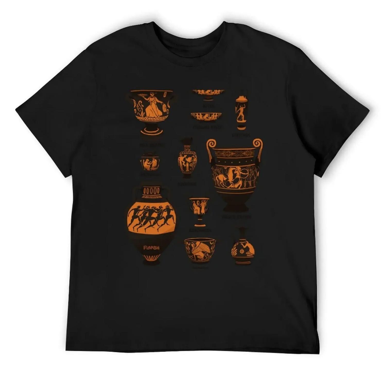 Футболка с изображением древнегреческой керамики Одежда футбольная футболка оверсайз синий архив мужские высокие футболки XXXXXL чёрный