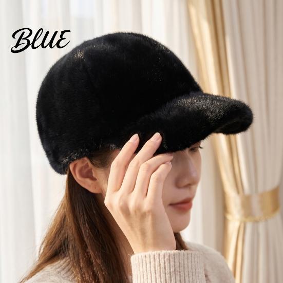 Solid Color Fuzzy Hat Plush Faux Fur Baseball Cap for Men Women, Fluffy Winter Warm Stretchy Cold Weather Accessories Cap, Adjustable Unisex