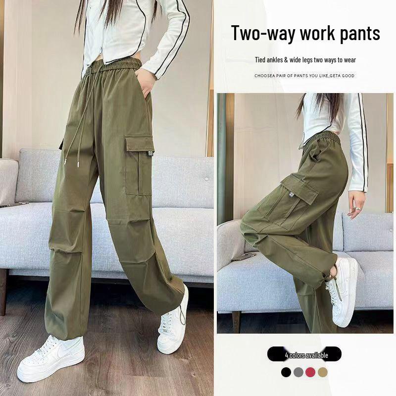 

Plus Size High Waist BF Cargo Pants - Summer Loose, Casual, Unisex - Black/Mint - New Slimming Style L for 80-110 kg армія зелений колір