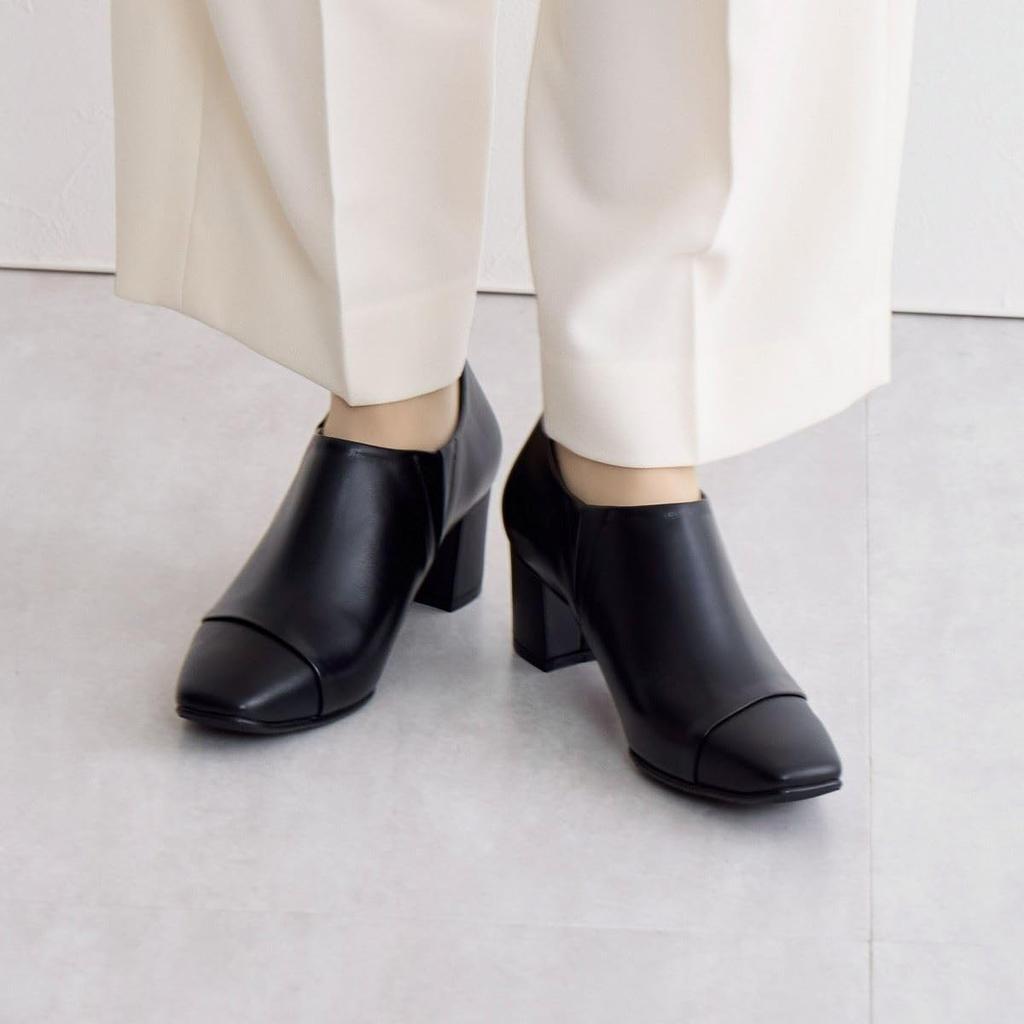 Himiko Square Toe Side Gore Pumps/643302 Black 230
