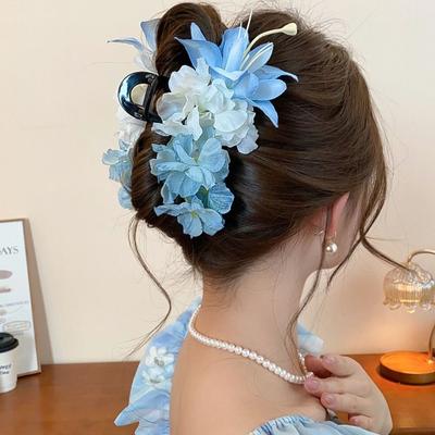 Sweet Simulation Flower Hair Claw Elegant Bohemia Barrettes Floral Shark Clip  Hair Accessories