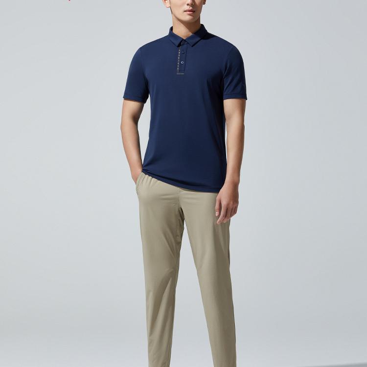 Anta Solid Color Polo Shirt With Collar Men Tops Blue 152327110-3