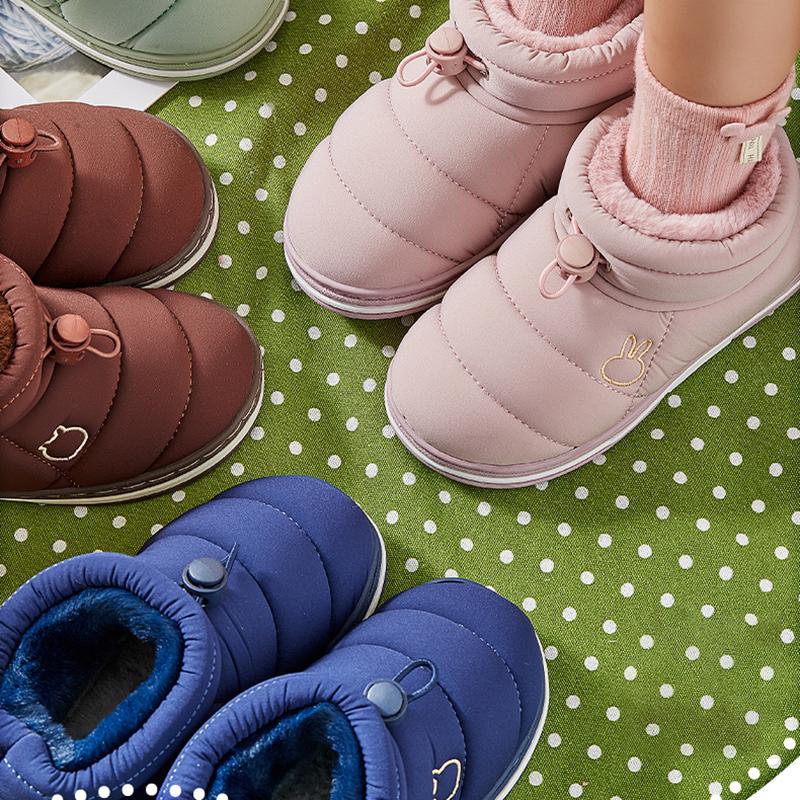 Children's Thick Boots Winter Season Cartoon Warm Shoes Boys Girls Kids Home Cotton Slippers Heel Outdoor Baby Snow Boots
