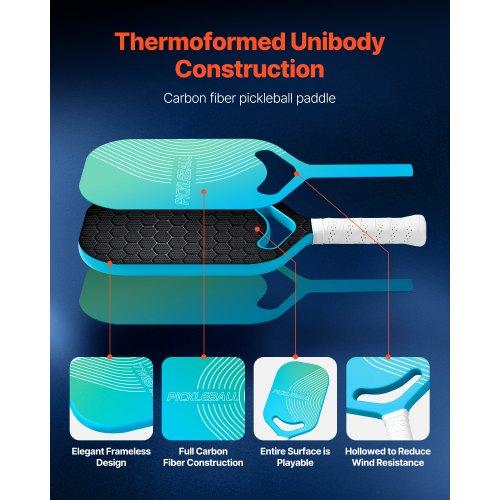VEVOR Pickleball Paddle with Aero Throat, T700 Carbon Fiber Surface & Honeycomb Core