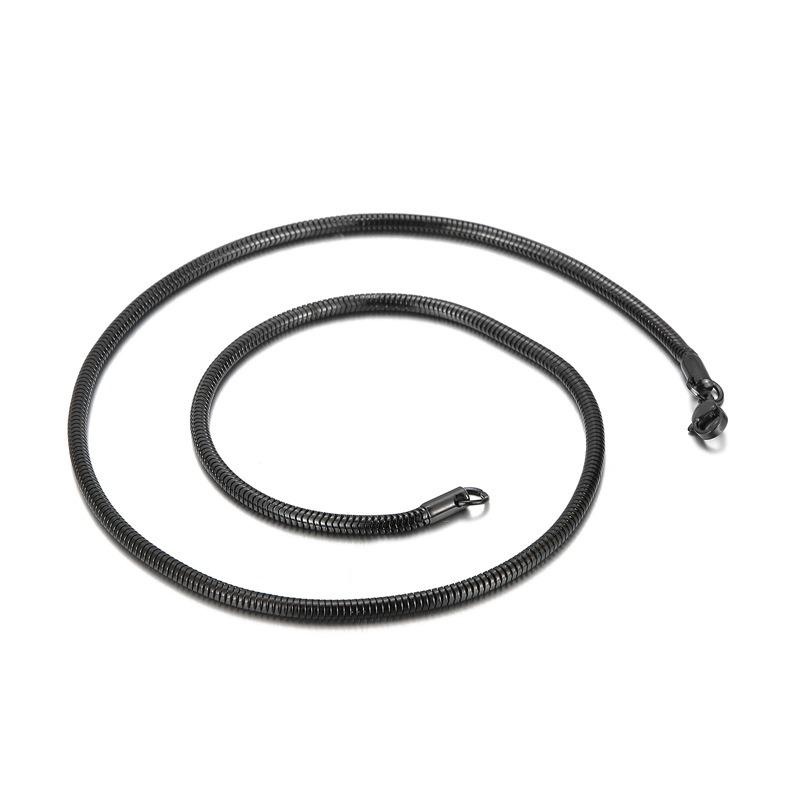 Trendy Simple Electroplated Titanium Steel Men's and Women's Round Snake Bone Necklace