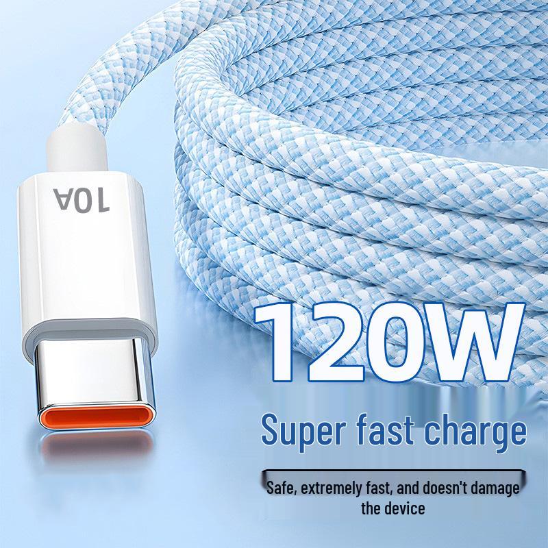 120W Super Fast Charging Type-C Data Cable for Huawei Honor 10A - Braided Flash Charging Cable
