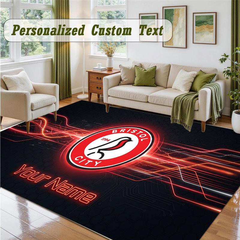 Crystal Velvet Square Rug Custom NameBristol City Pattern Non Slip Home Floor Decor Rug