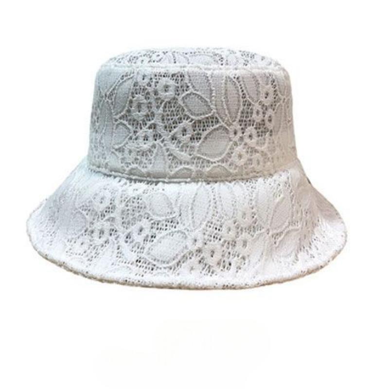 

Женская летняя шляпа-панама ретро, легкая, с цветочной вышивкой, защита от солнца, корейский стиль, кружевная шляпа-панама от солнца One Size