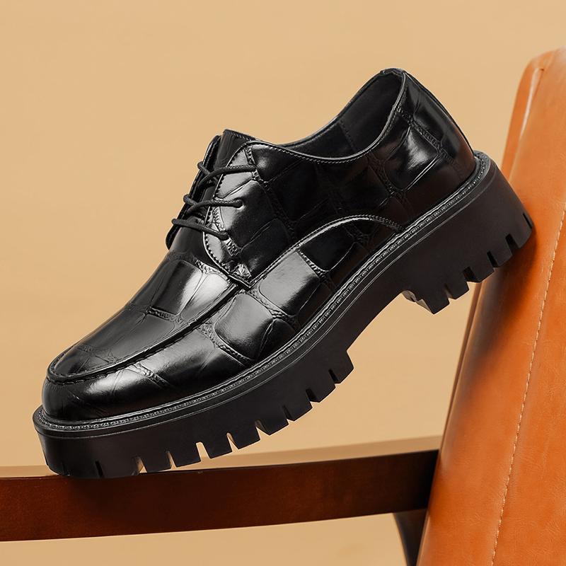 

Men s Big Size Thick Sole Height Increasing Business Casual Lace Up Leather Shoes Formal Wedding Oxford Shoes For Men Shoes 38 чёрный