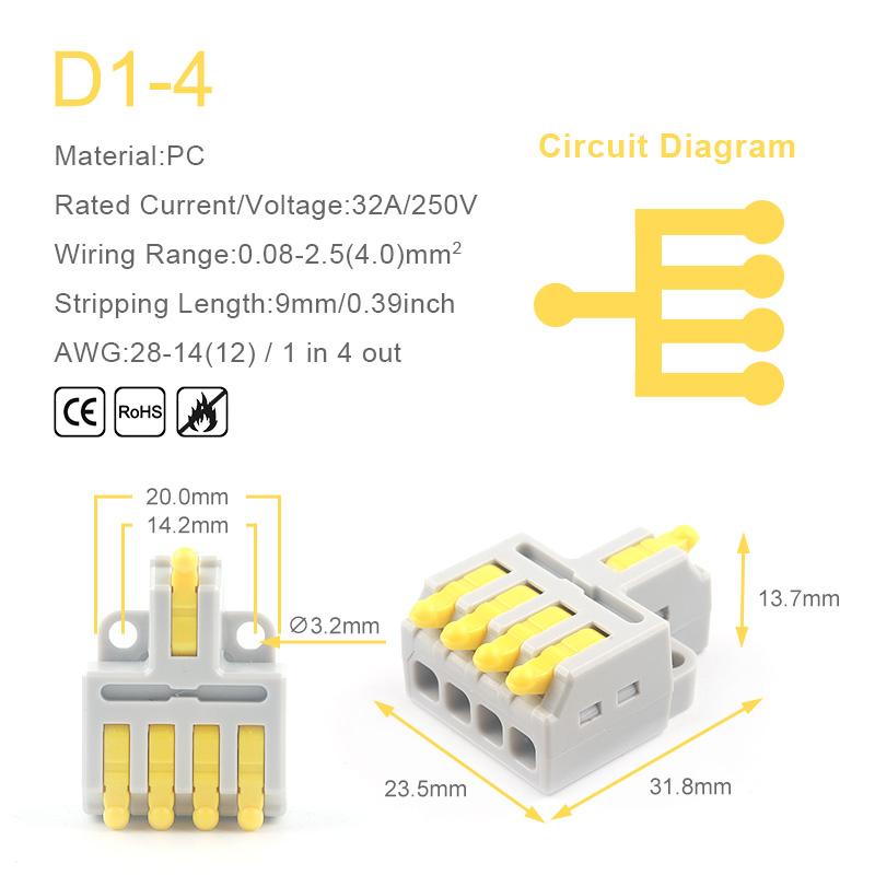 5/10PCS Mini 1 In Multiple Out Quick Cable Connector With Screw Hole Compact Butt Push-in Splitter Splice Terminal Block