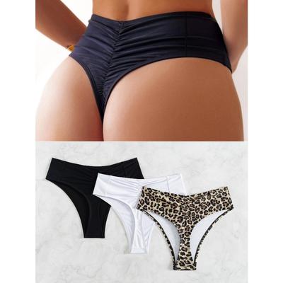 Slip Bikini Vita Alta Ruched Bianco Nero Sgambati