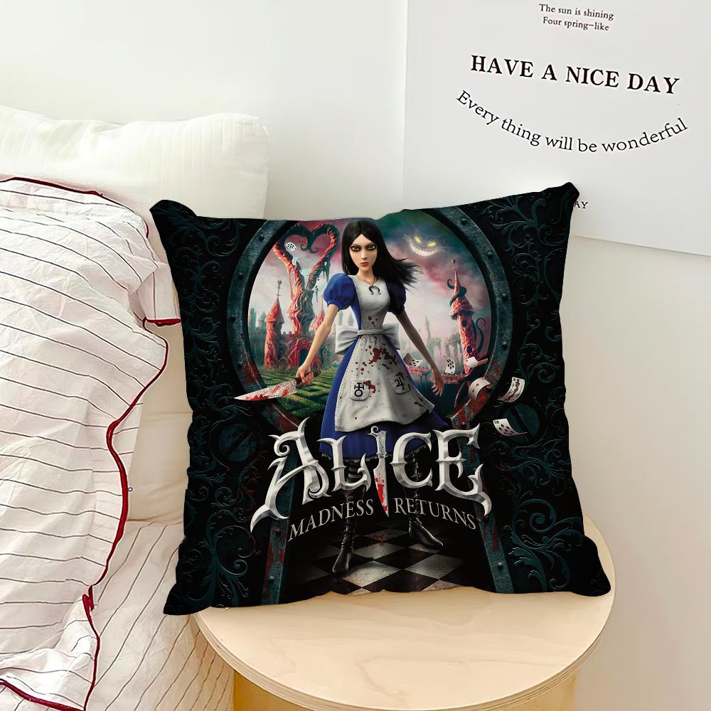 Classic Game A-Alice Madness Returns Pillow Case Sofa Living Room Bedroom Headboard Backrest Cushion Square Cushion Nap Time