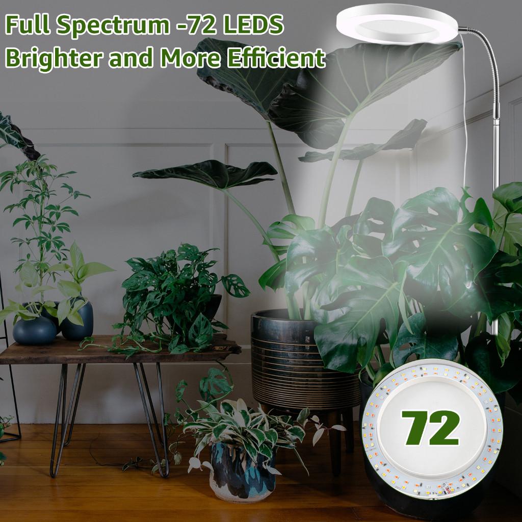 72LEDs Full Spectrum Plant Light 3 Light Modes Plant Grow Light 10 Level Dimmable Plant Growth Supplement Light Equipment