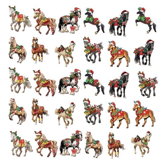 Christmas Horse Ornaments 2D Acrylic Vintage Horse Christmas Tree Hanging Decoration Western Theme Animal Ornaments for Xmas Tree Home Decor