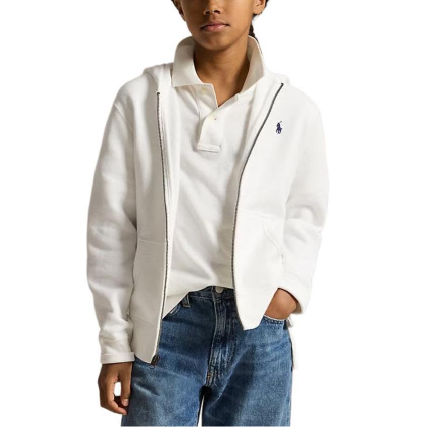Polo Ralph Lauren Hoodie Embroidered Pony Logo Fleece Cotton Blend Full Zip Hooded Long Sleeve Kids hoodies White 323799360-501