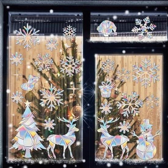 Christmas Seal Elk Snowflake Home Decoration - Static Window Glass Wall Party Bathroom Bedroom Living Room Office Apartment