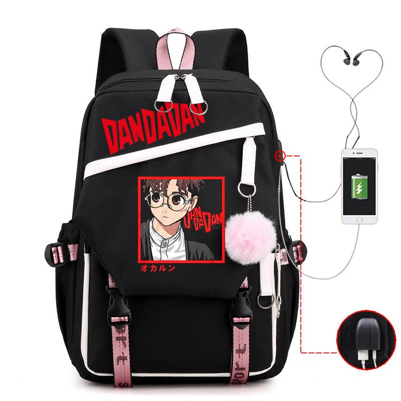 Dandadan Foreign Trade Children's Schoolbag Contrasting Color Neutral Backpack Usb Multi-functional Primary and Secondary School Backpack