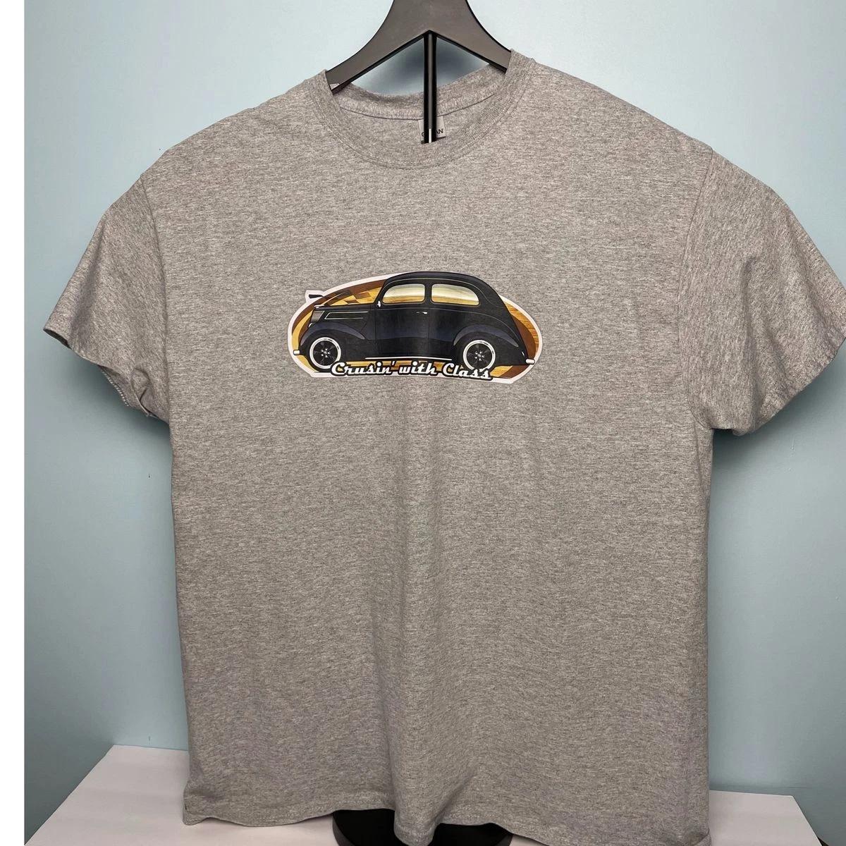 

Crusin’ With Class T-Shirt L Gray Gildan Classic Car Retro Graphic Tee Grade A XL