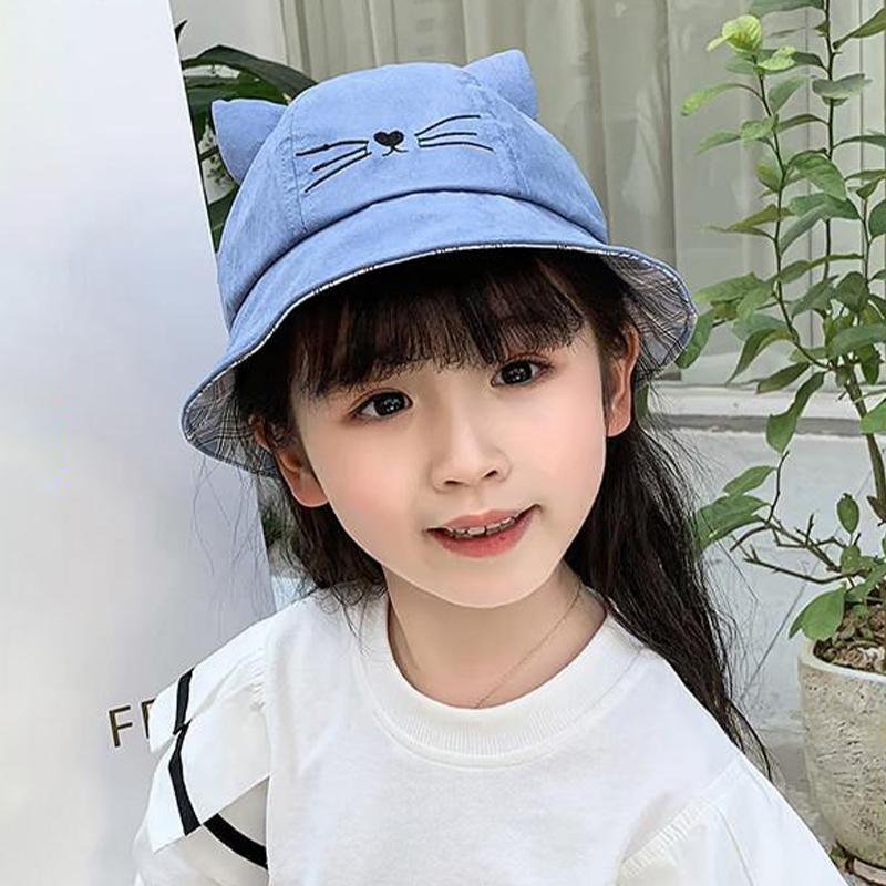 Cute Baby Hat With Cat Design Japanese Style Sun Protection Hat For Summer