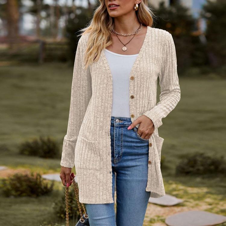 Elegant Women Long Sleeve Cardigan Sweater Coat Top Ladies Wear