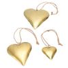 3Pcs Heart Shaped Decorative   3D Metal Brass Vintage Hanging Ornament Valentine Day Decoration Wall Art with Rope for Home Indoor Outdoor