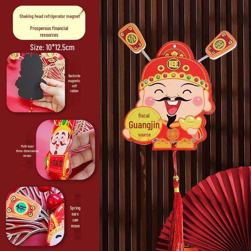 Three-Dimensional God of Wealth Magnet: Festive New Year Decoration for Potted Plants & Living Rooms