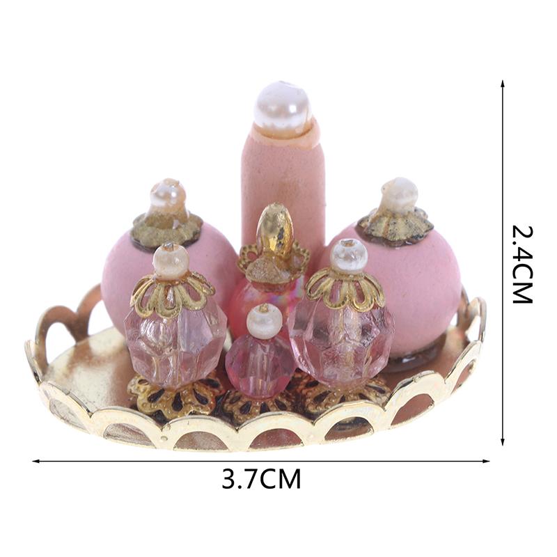 1:12 Dollhouse Miniature Pink Perfume Tray Model Dolls House Bedroom Bath Decor