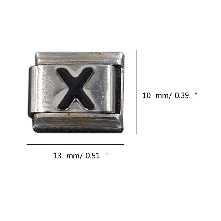 Italian Jewelry Charm Link Vintage Square Letter Beads Stainless Steel Material